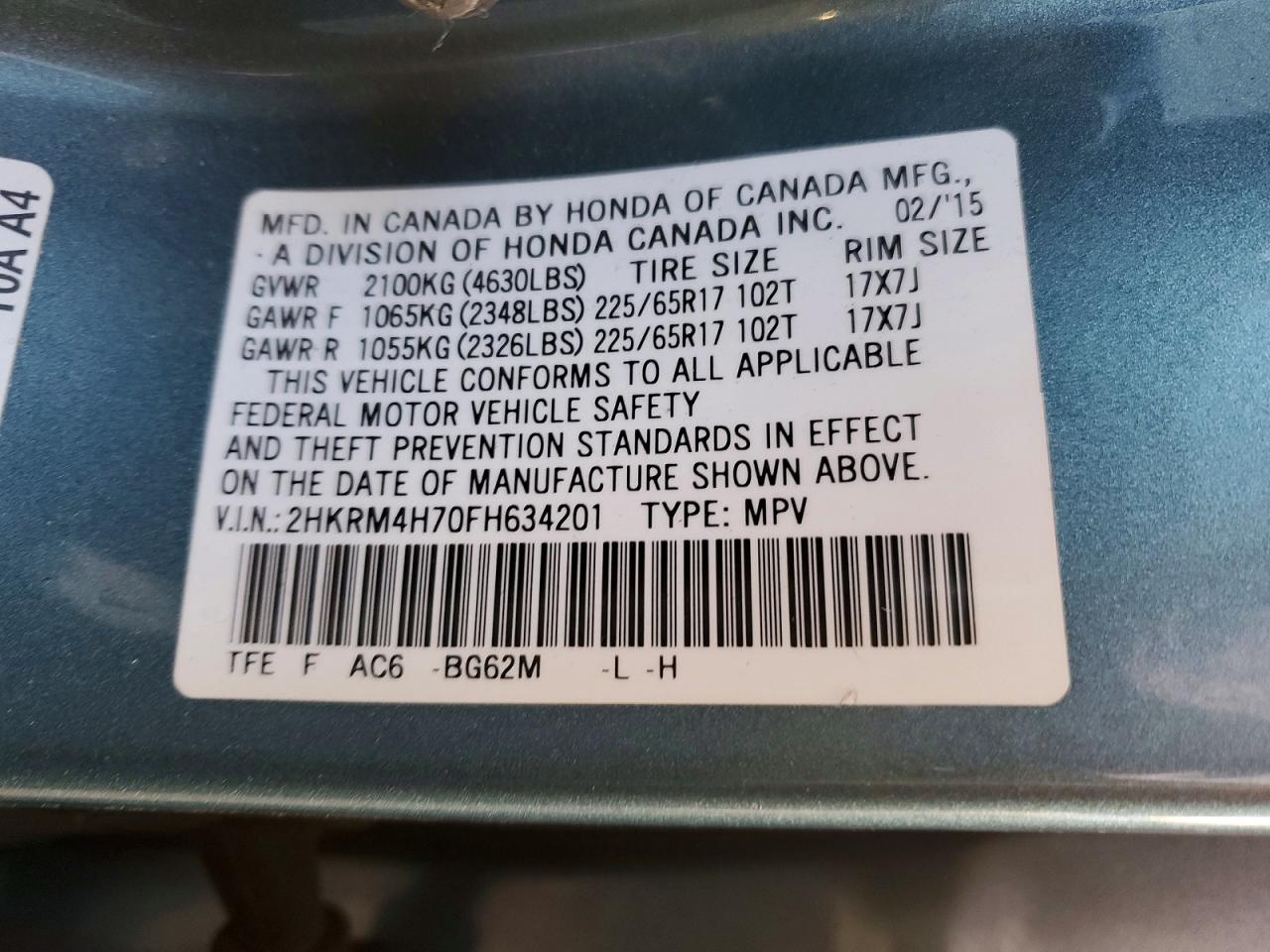2015 HONDA CR-V EXL photo 14