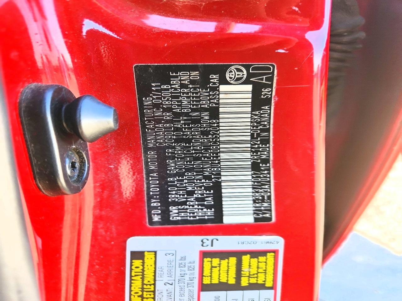 2011 TOYOTA COROLLA BASE photo 12