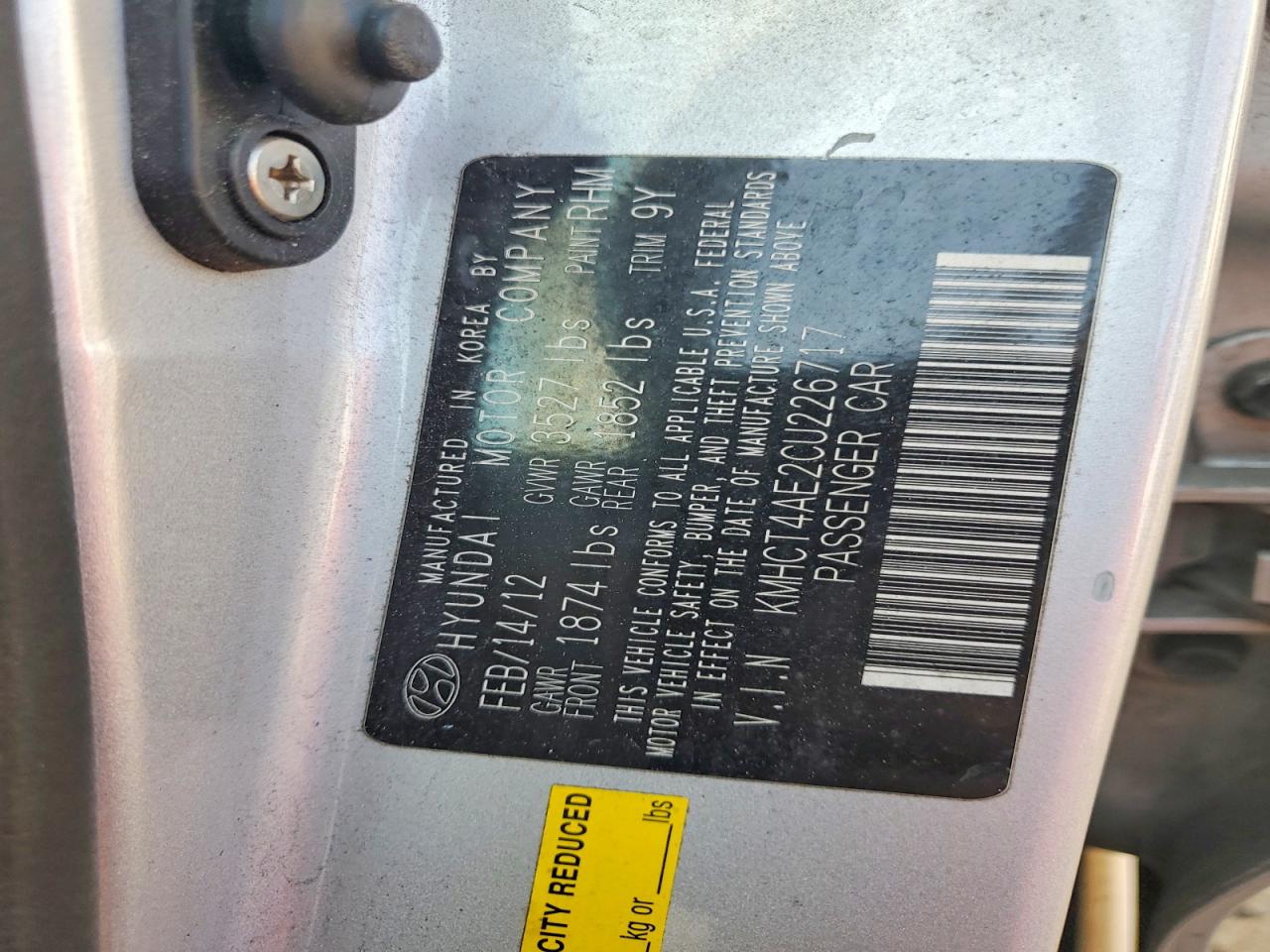 2012 HYUNDAI ACCENT GLS photo 13