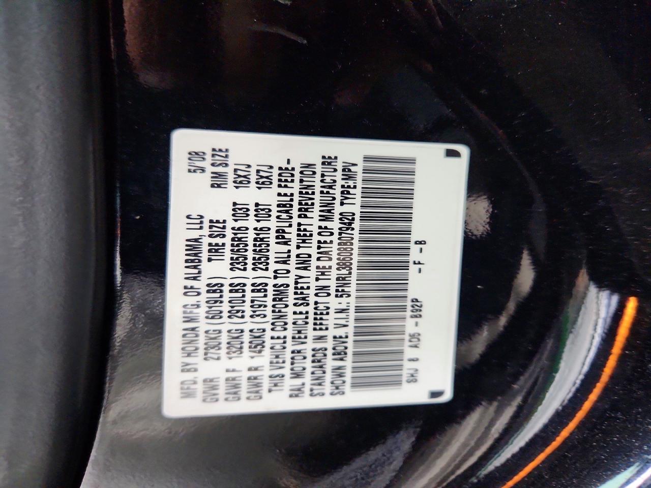 2008 HONDA ODYSSEY EXL photo 13