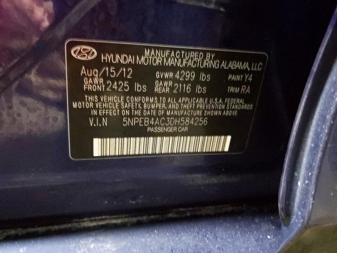 2013 HYUNDAI SONATA GLS photo 12