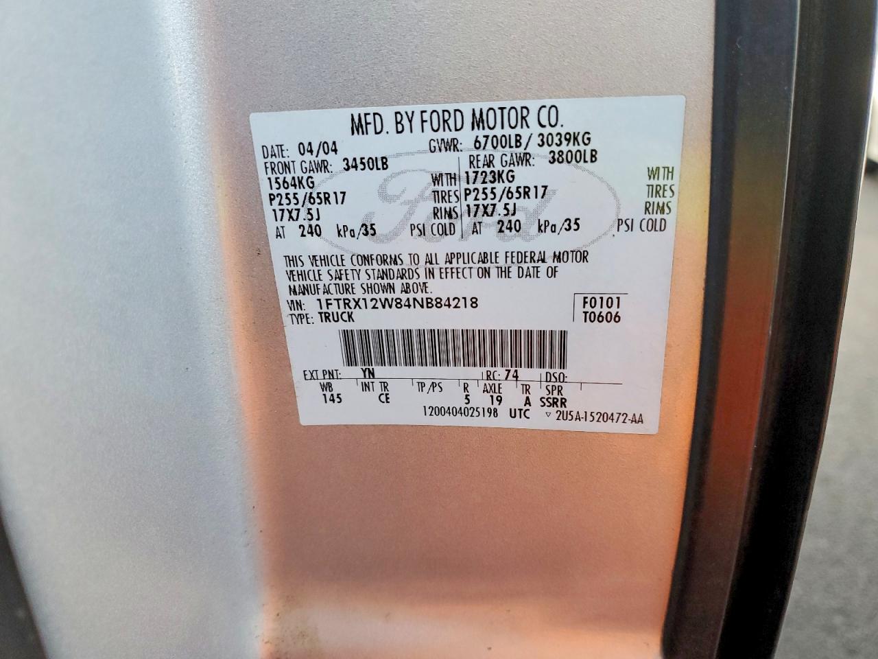 2004 FORD F150 photo 12