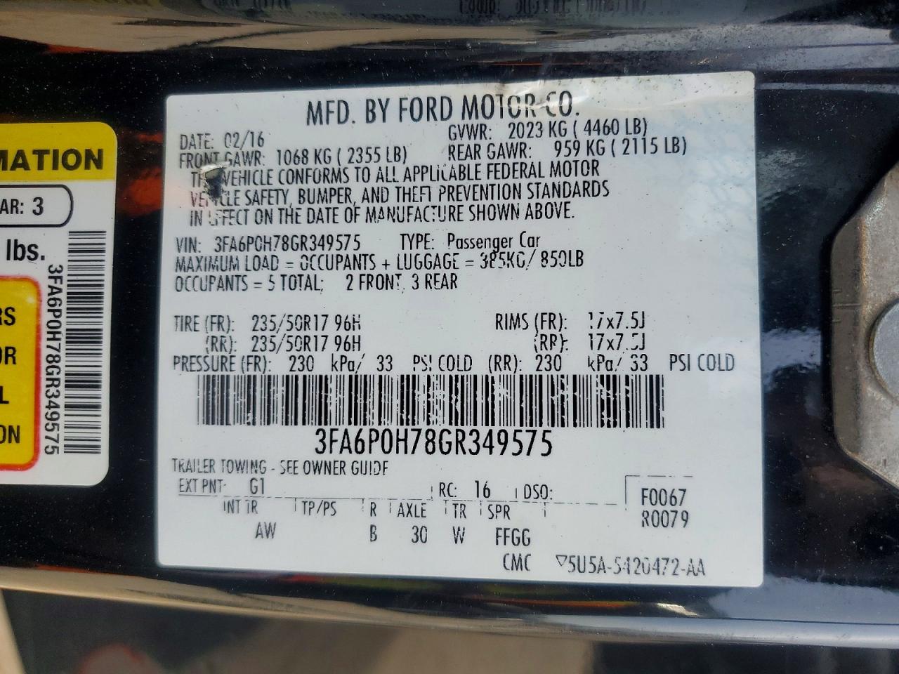 2016 FORD FUSION SE photo 13