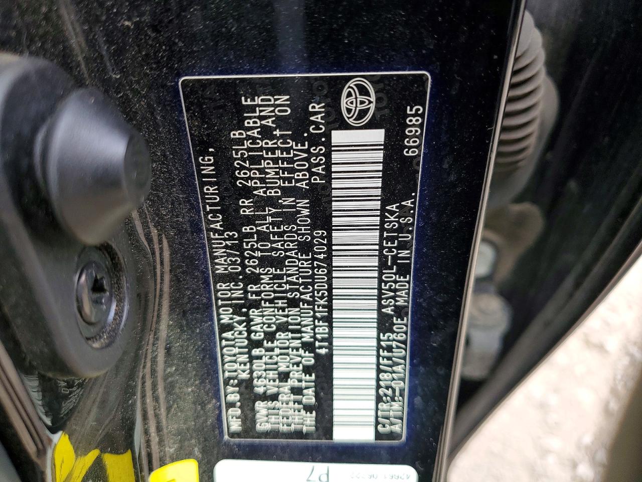 2013 TOYOTA CAMRY L photo 12