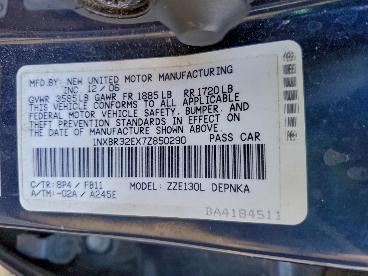 2007 TOYOTA COROLLA CE photo 12