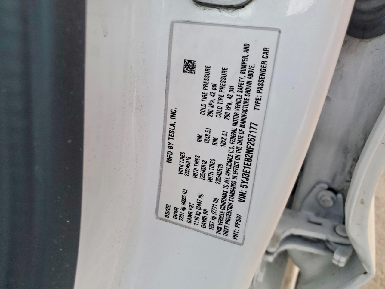 2022 TESLA MODEL 3 photo 12