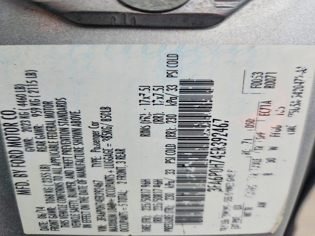 2014 FORD FUSION SE photo 12