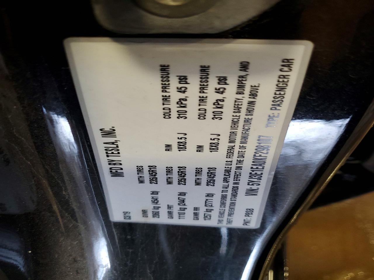 2019 TESLA MODEL 3 photo 12