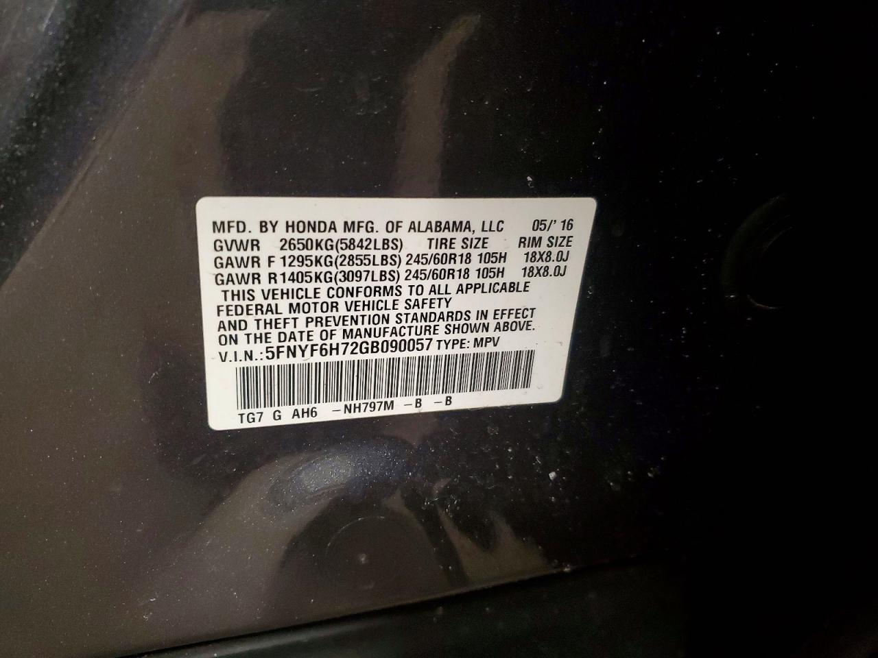 2016 HONDA PILOT EXLN photo 13