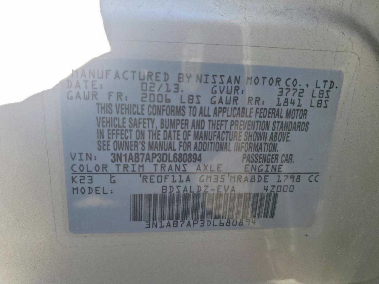 2013 NISSAN SENTRA S photo 12
