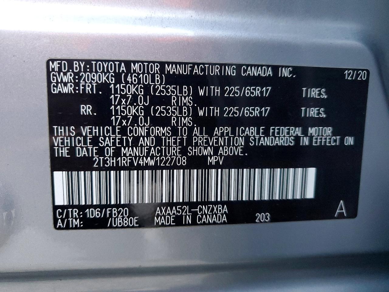 2021 TOYOTA RAV4 LE photo 13