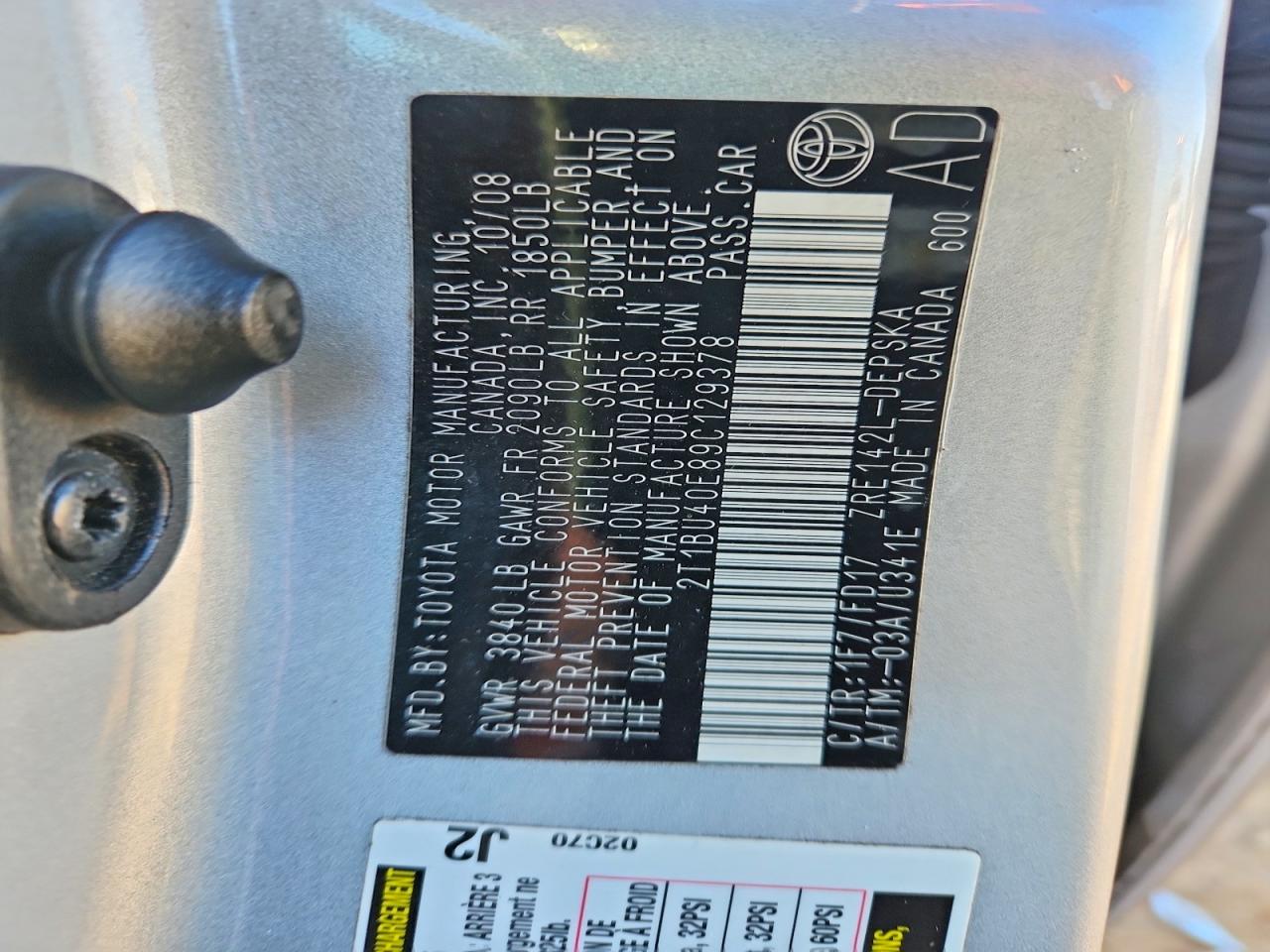 2009 TOYOTA COROLLA BASE photo 12
