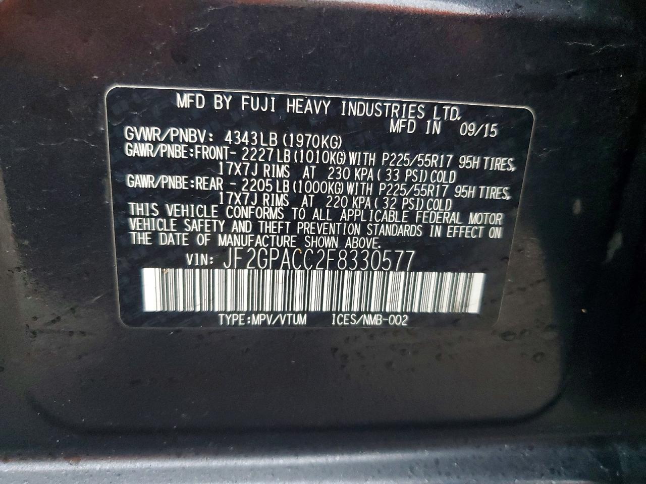 2015 SUBARU XV CROSSTREK 2.0 PREMIUM photo 14