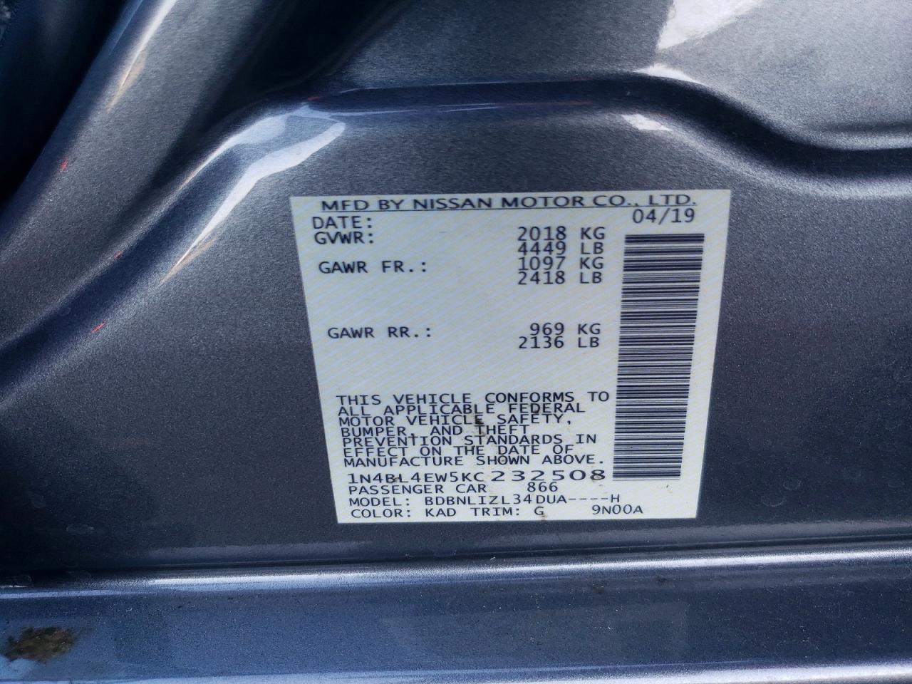 2019 NISSAN ALTIMA SL photo 12