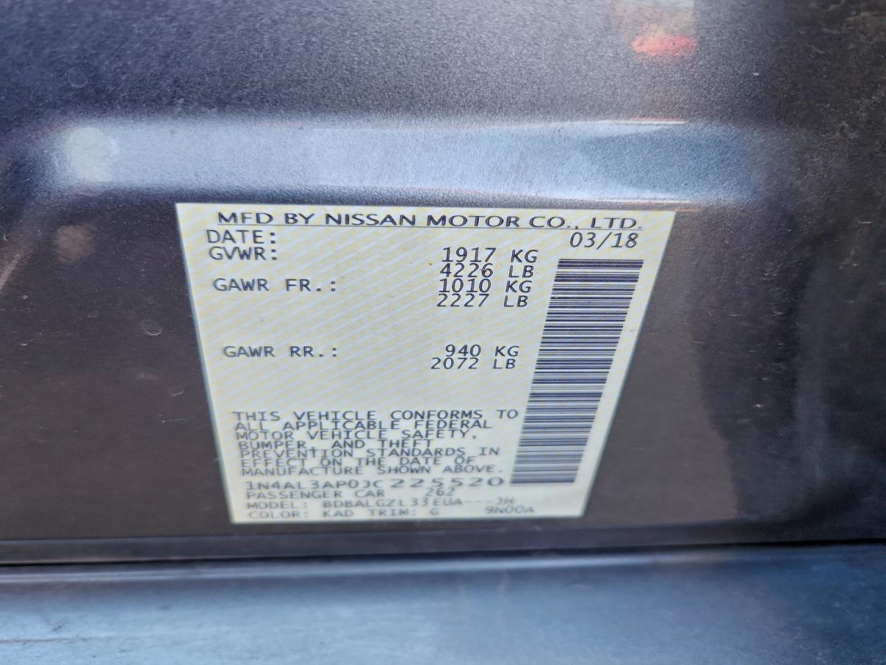2018 NISSAN ALTIMA 2.5 photo 12