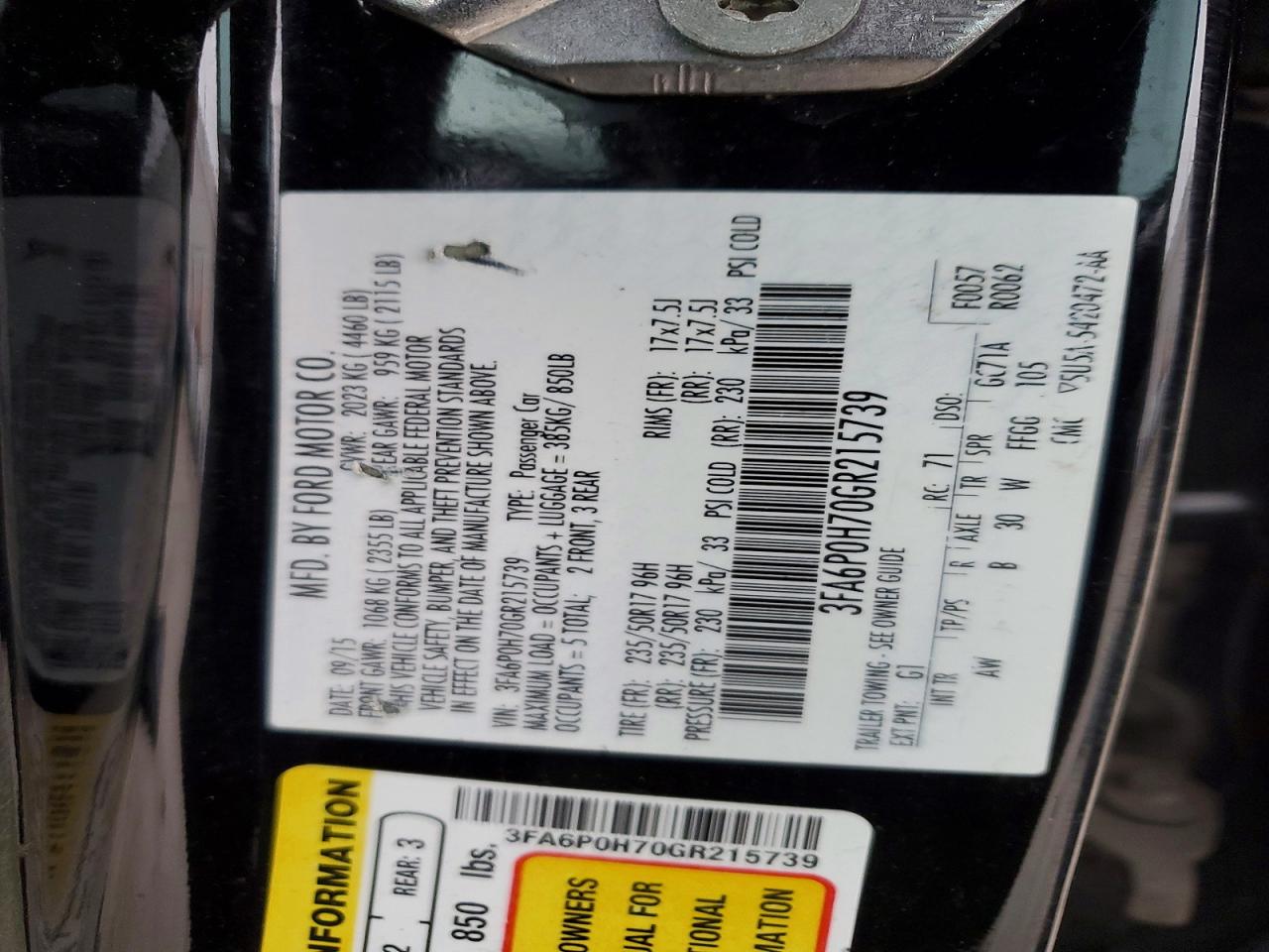 2016 FORD FUSION SE photo 23