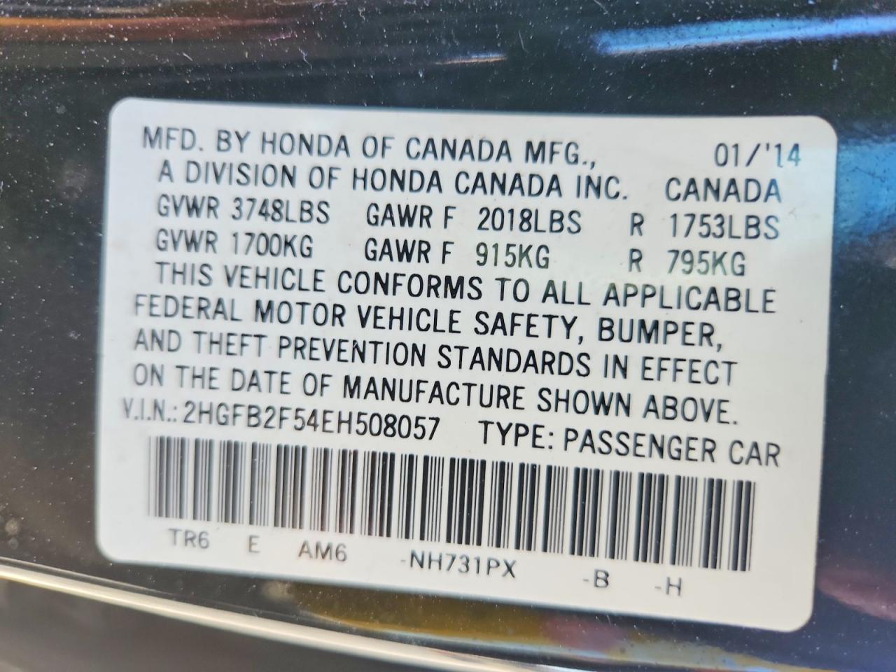 2014 HONDA CIVIC LX photo 12
