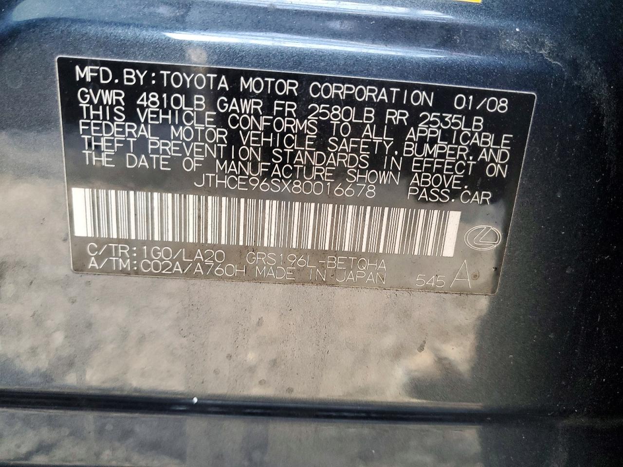 2008 LEXUS GS 350 photo 12