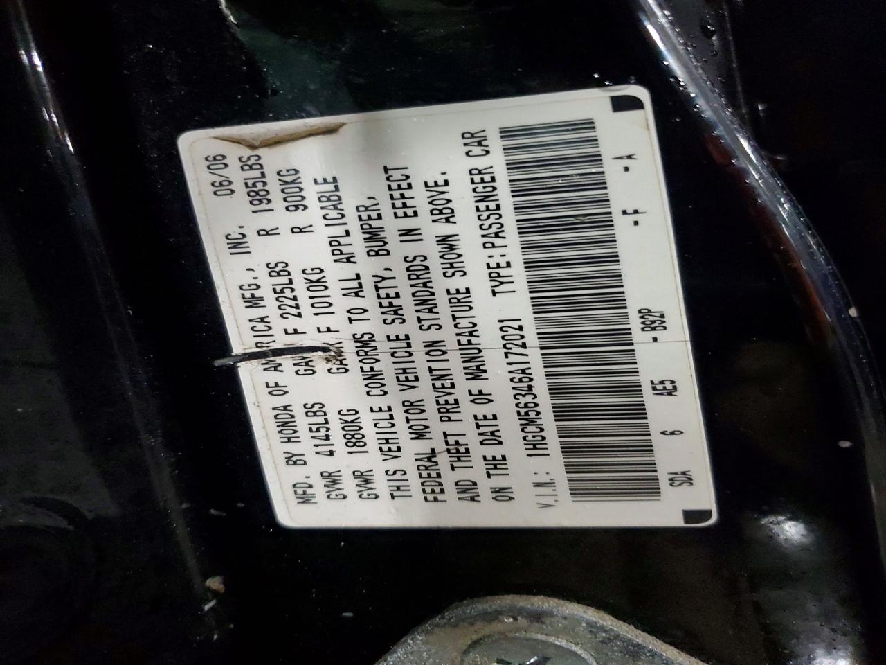 2006 HONDA ACCORD SE photo 12