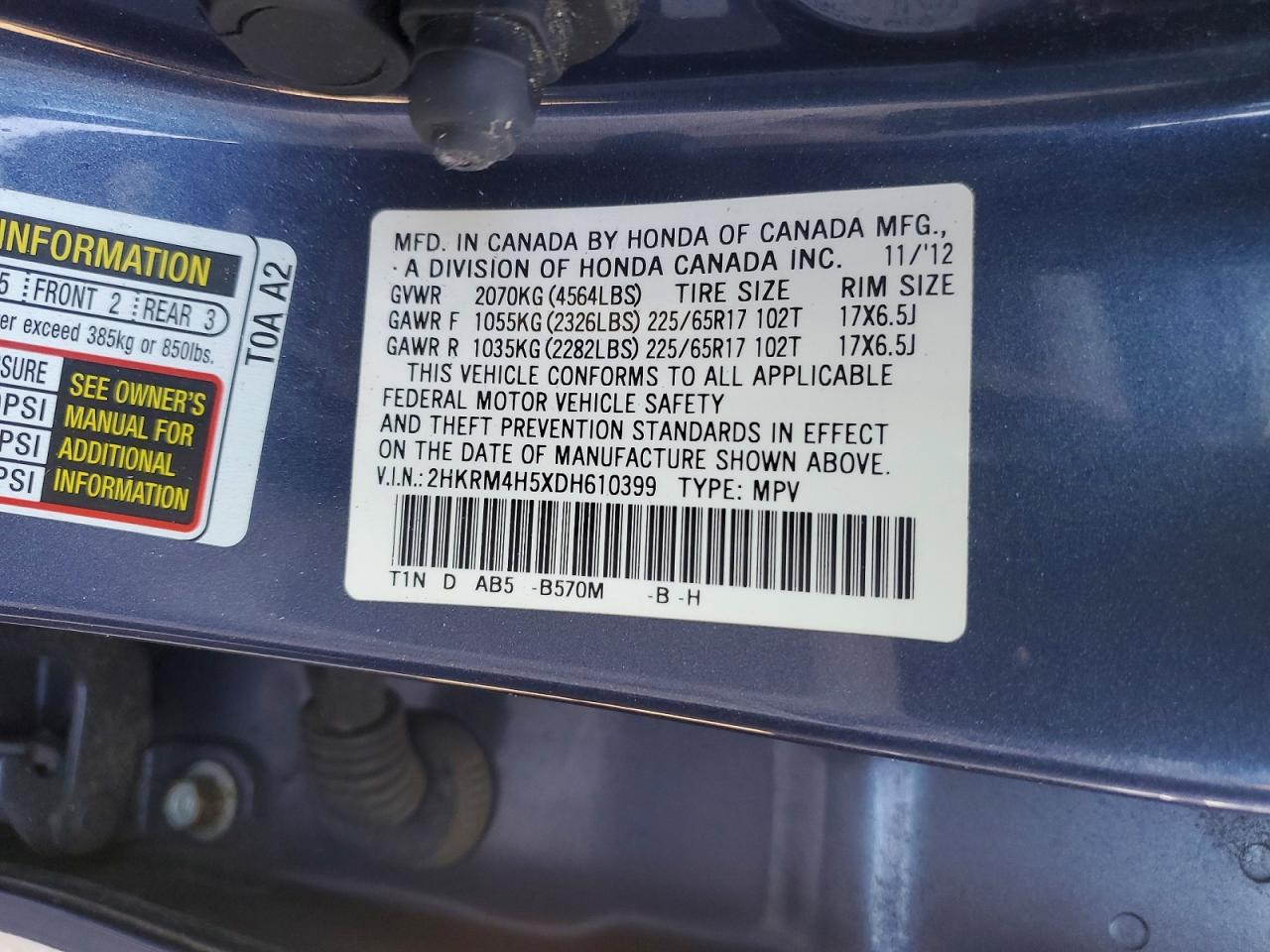 2013 HONDA CR-V EX photo 12