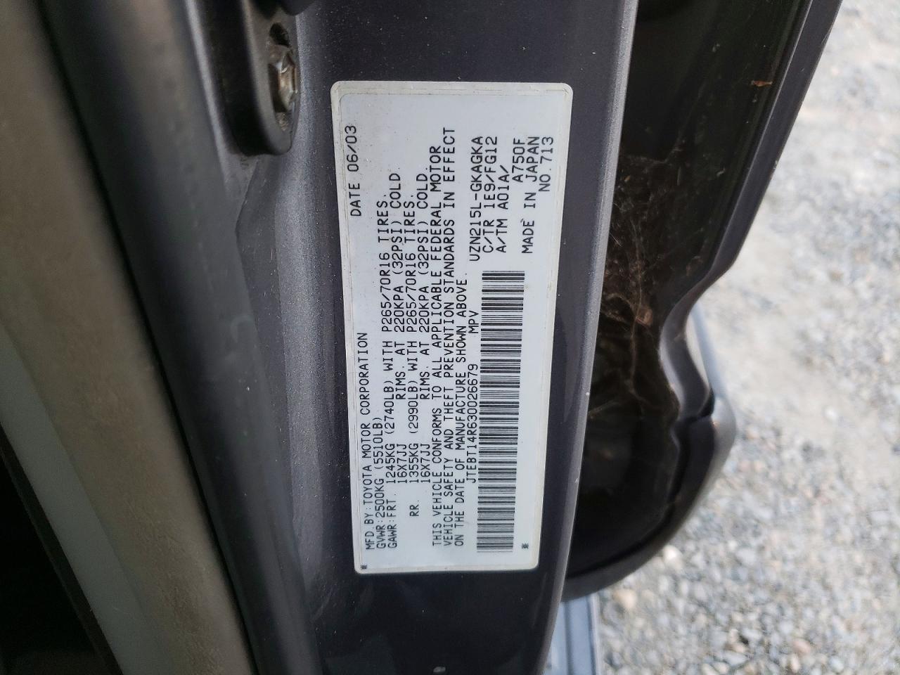 2003 TOYOTA 4RUNNER SR5 photo 13