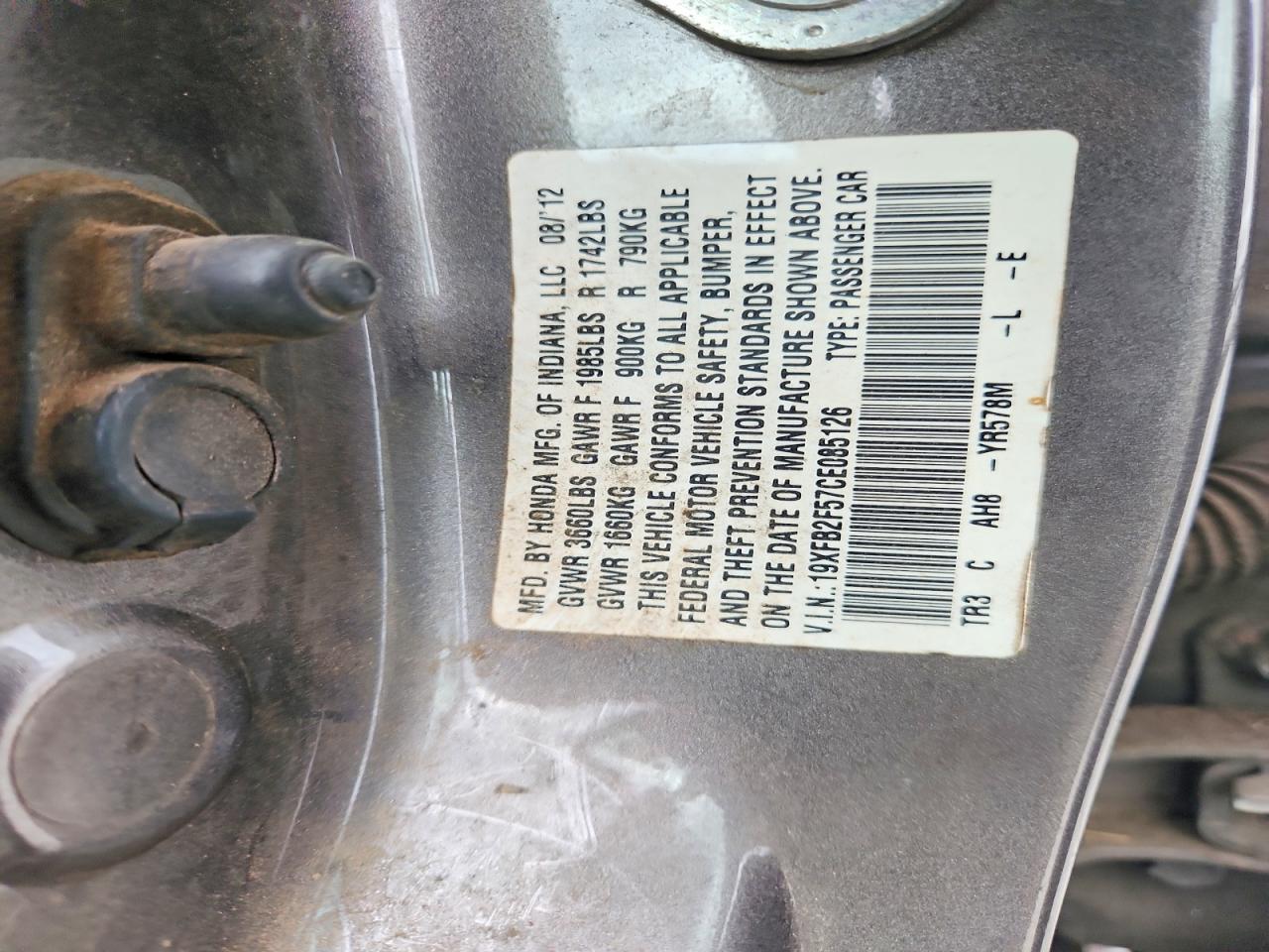 2012 HONDA CIVIC LX photo 13