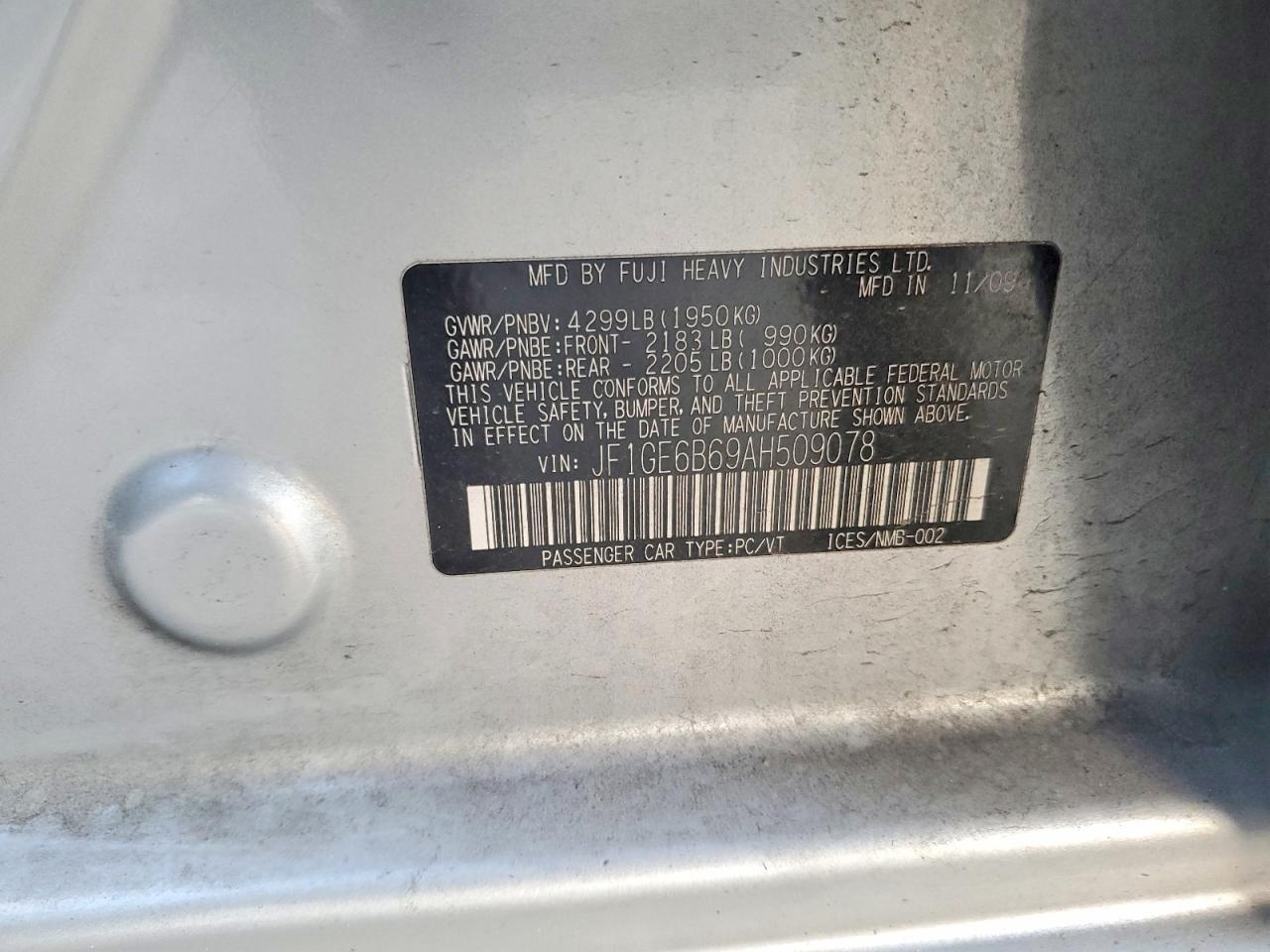2010 SUBARU IMPREZA 2.5I PREMIUM photo 12