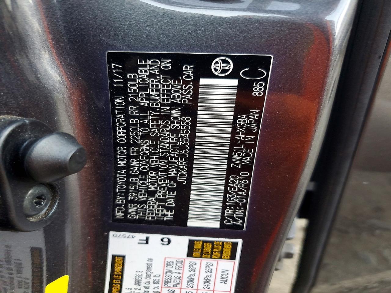 2018 TOYOTA PRIUS photo 13