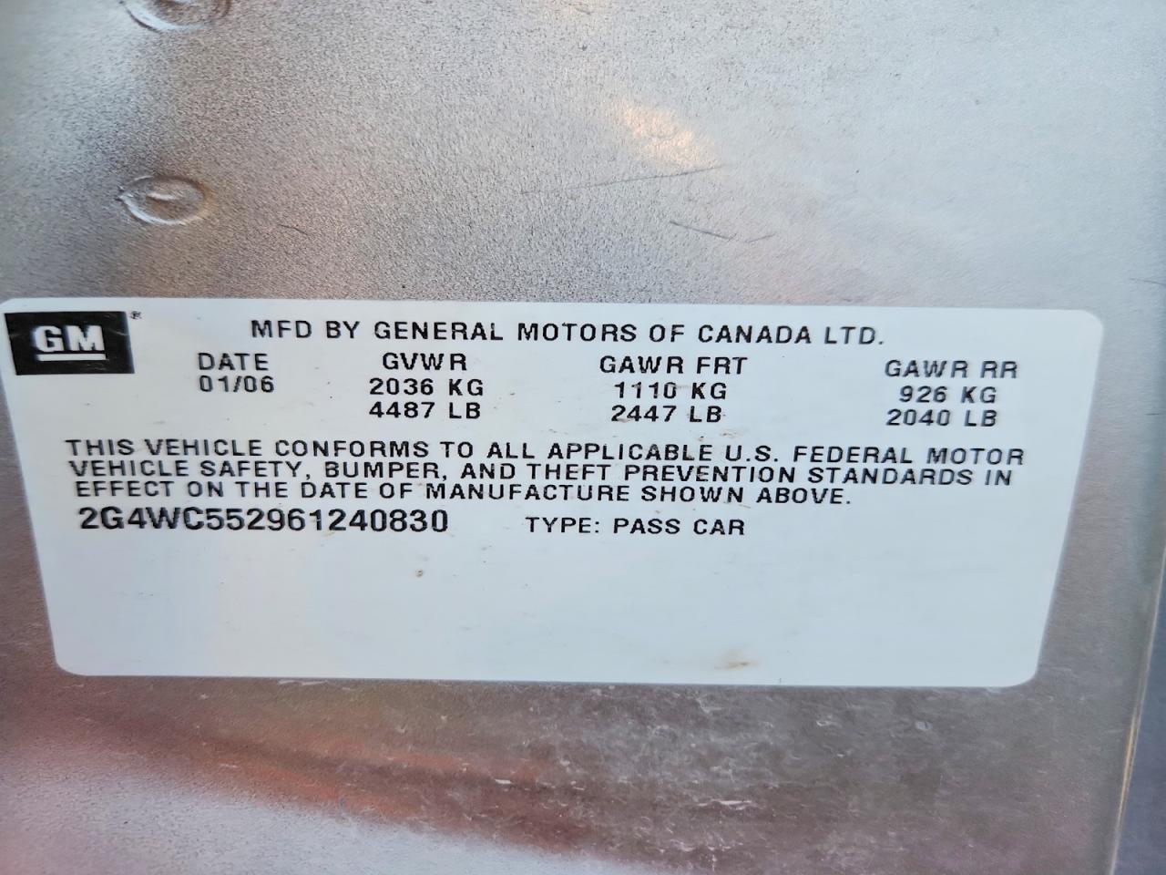 2006 BUICK LACROSSE CX photo 12