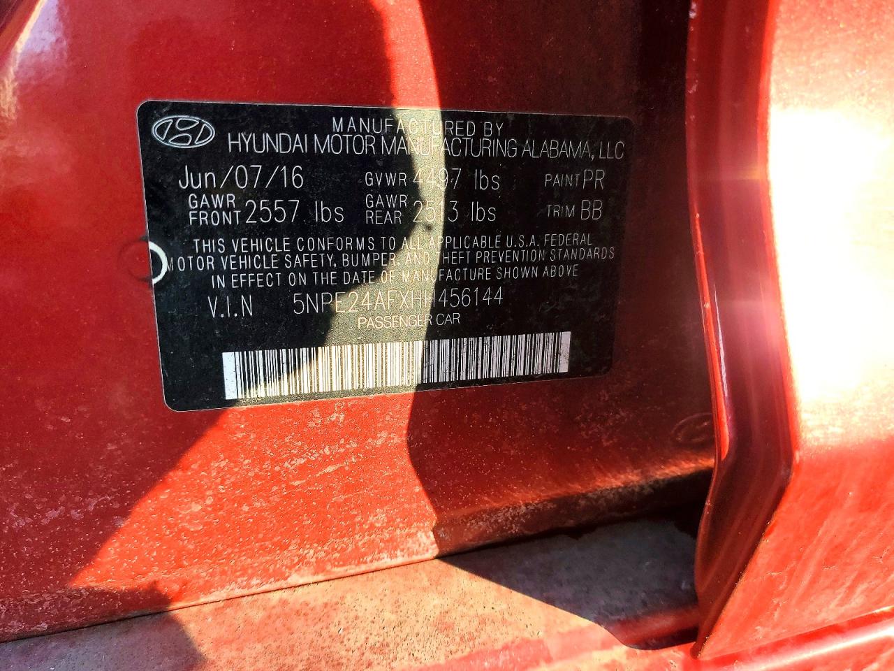 2017 HYUNDAI SONATA SE photo 12