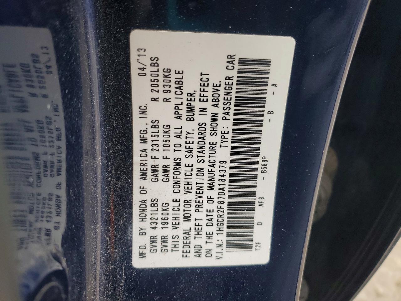2013 HONDA ACCORD EXL photo 12