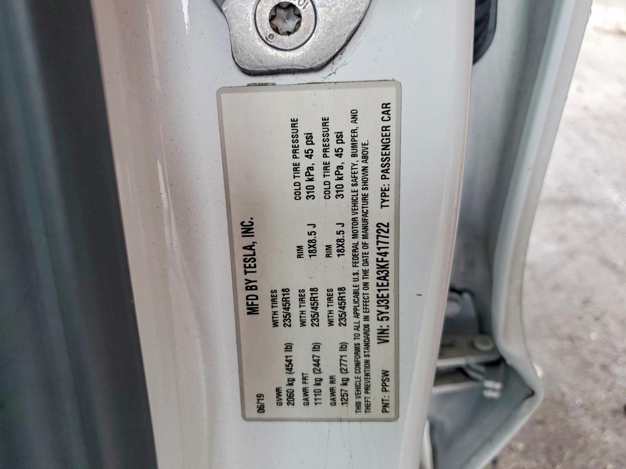 2019 TESLA MODEL 3 photo 12