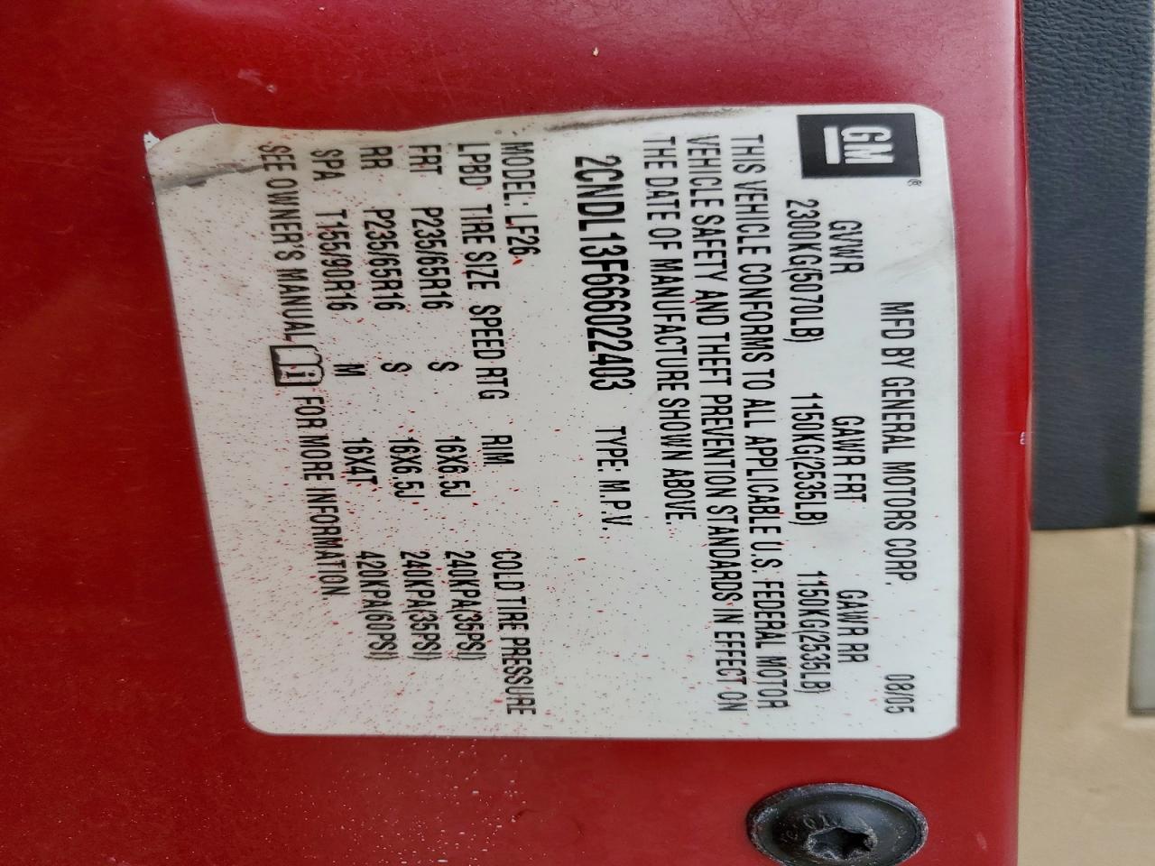 2006 CHEVROLET EQUINOX LS photo 27