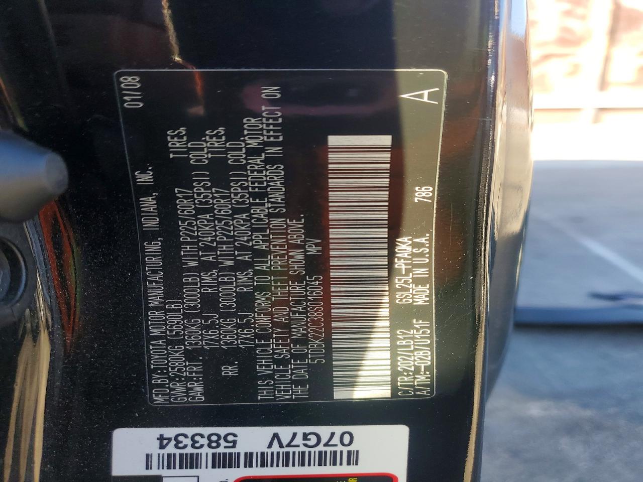 2008 TOYOTA SIENNA XLE photo 12