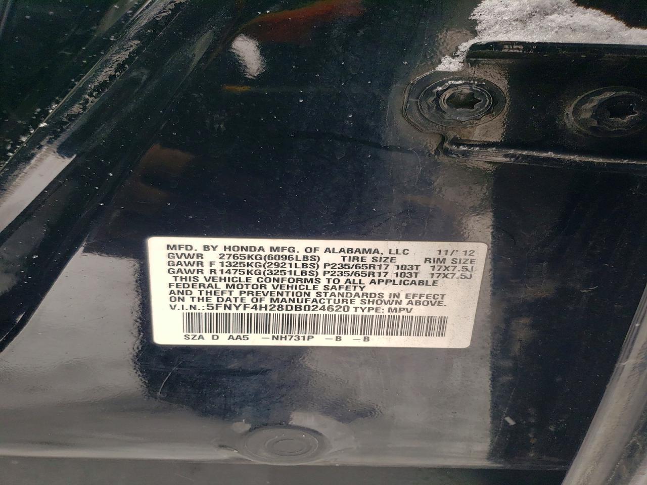2013 HONDA PILOT LX photo 13