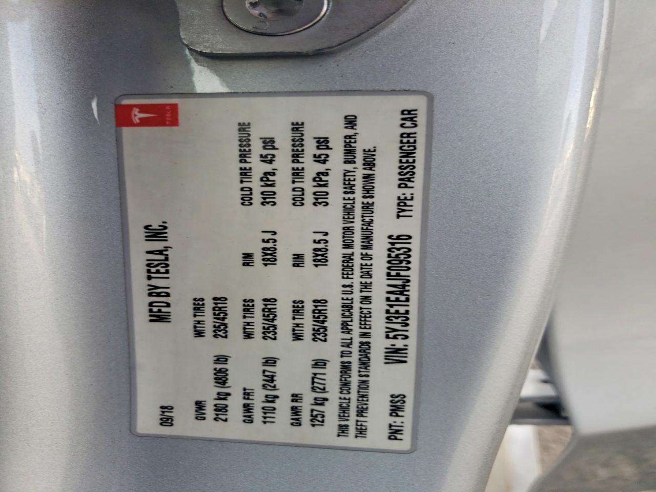 2018 TESLA MODEL 3 photo 23