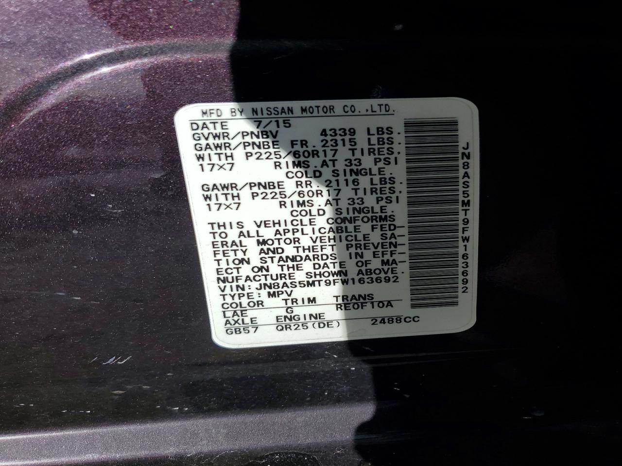 2015 NISSAN ROGUE SELECT S photo 13