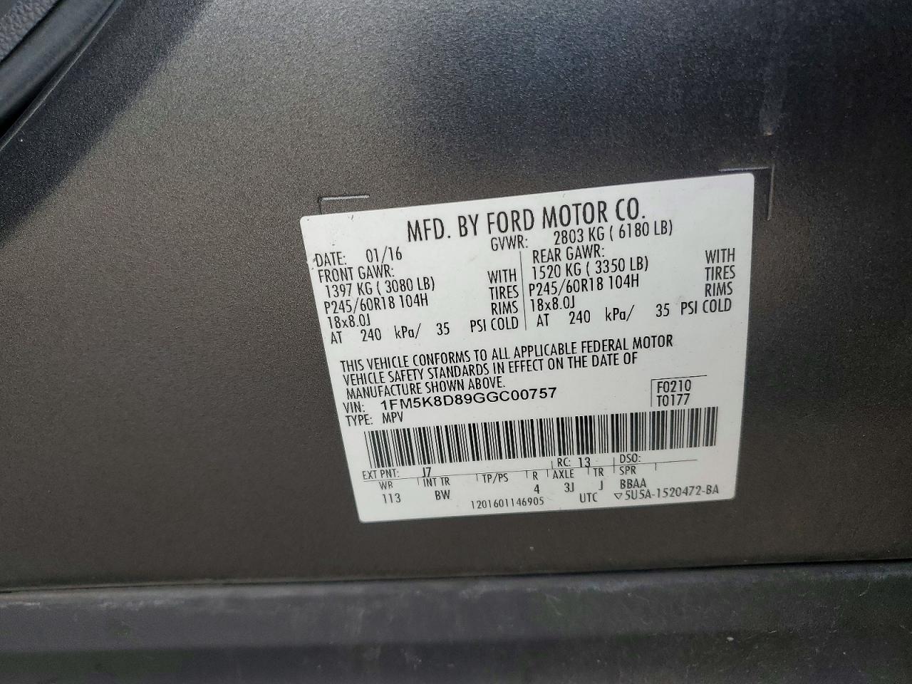 2016 FORD EXPLORER XLT photo 13