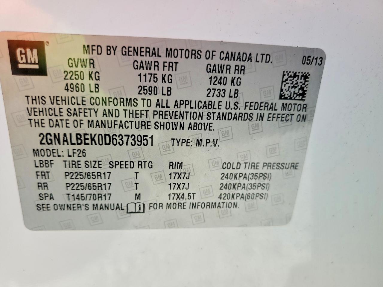 2013 CHEVROLET EQUINOX LS photo 40