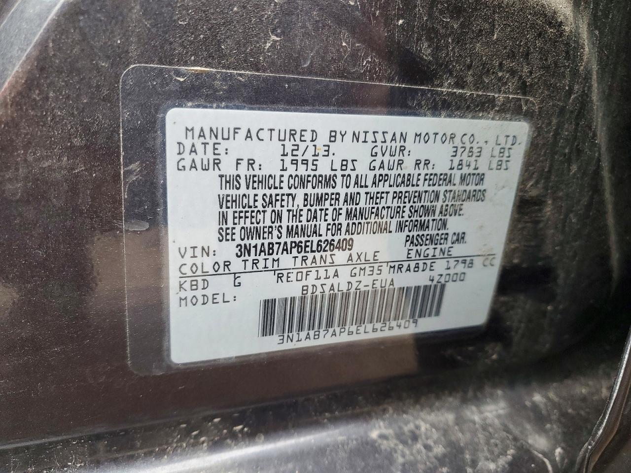 2014 NISSAN SENTRA S photo 13