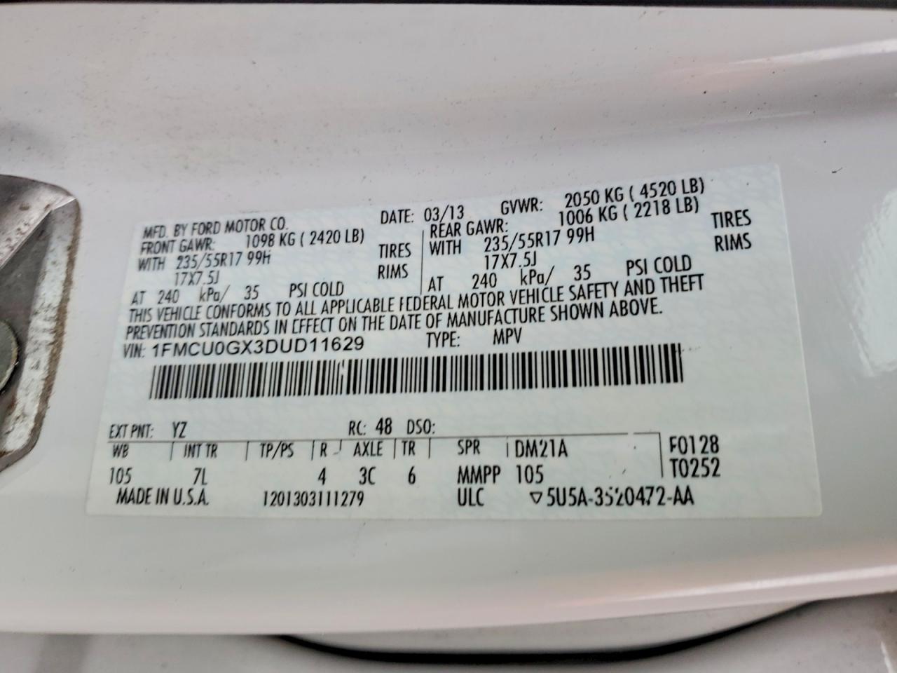 2013 FORD ESCAPE SE photo 12