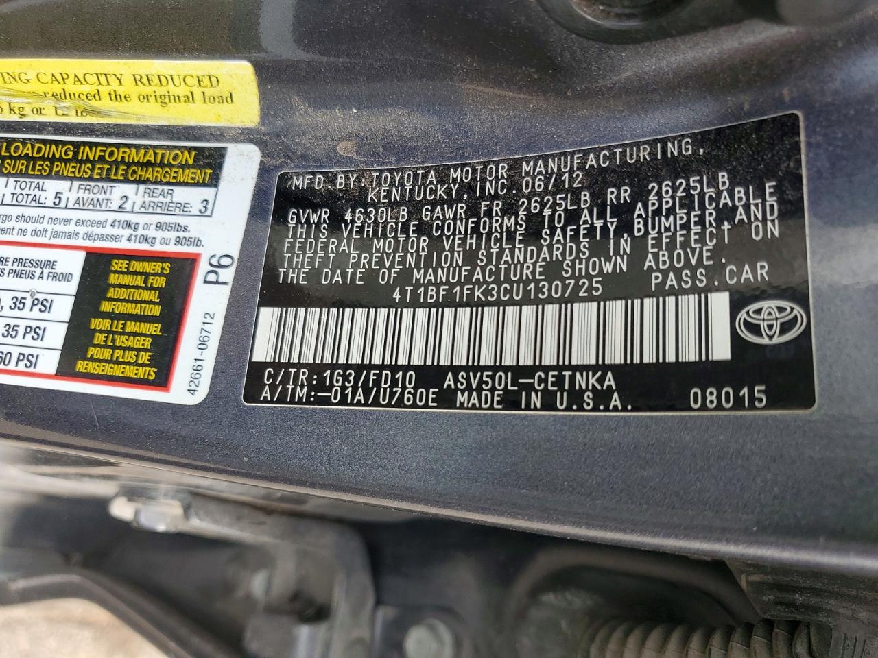 2012 TOYOTA CAMRY LE photo 23