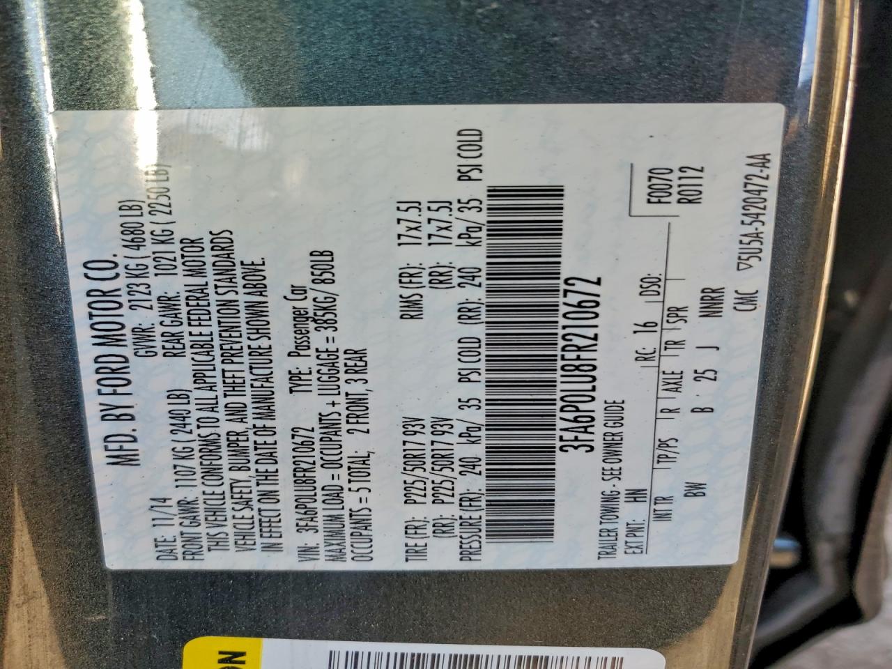 2015 FORD FUSION SE HYBRID photo 12