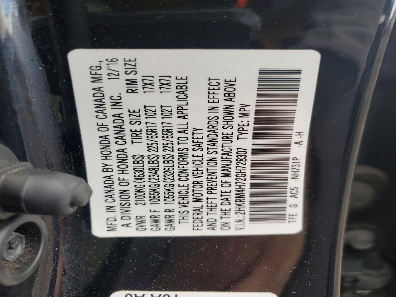 2016 HONDA CR-V EXL photo 13