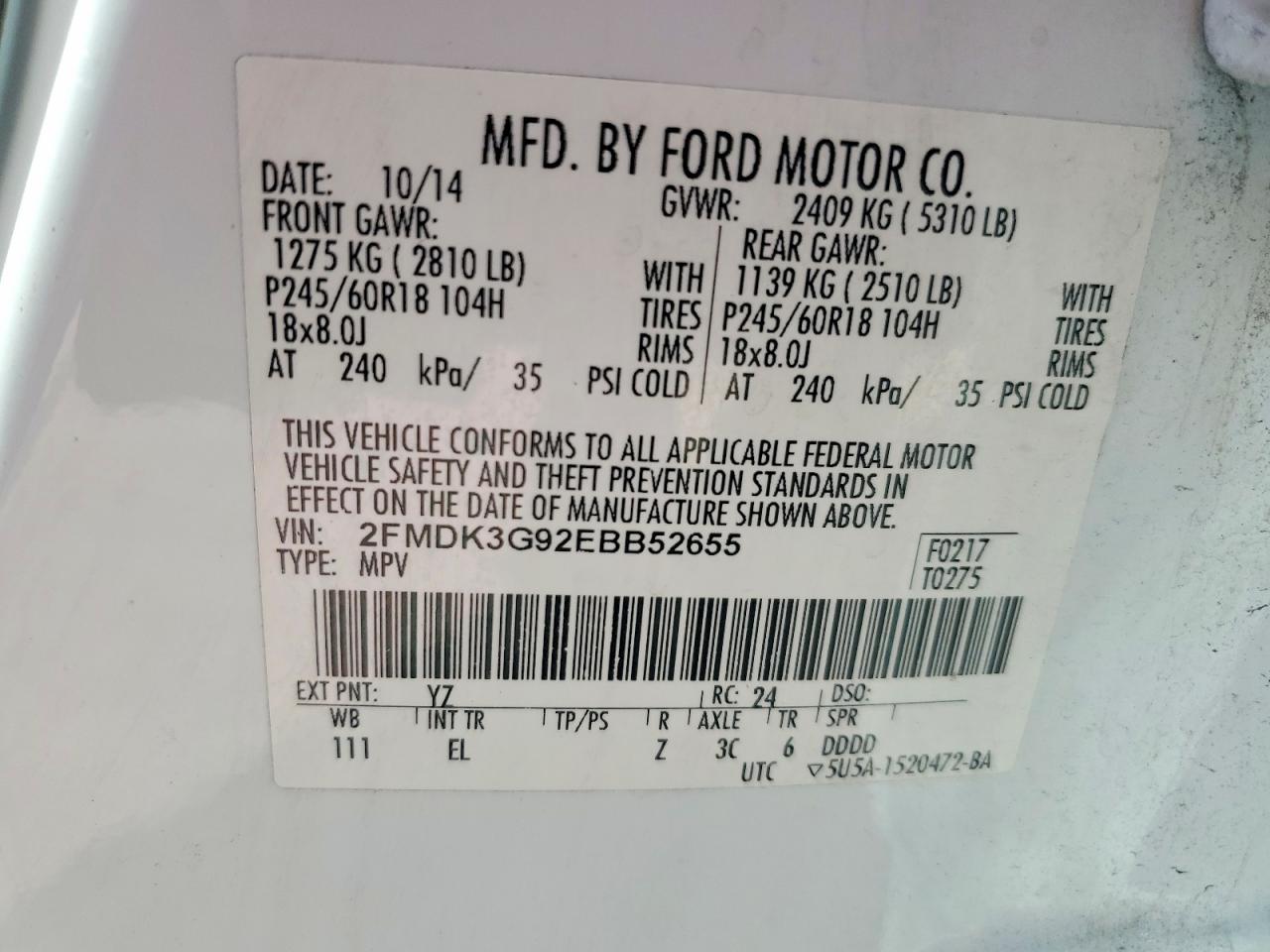 2014 FORD EDGE SE photo 37