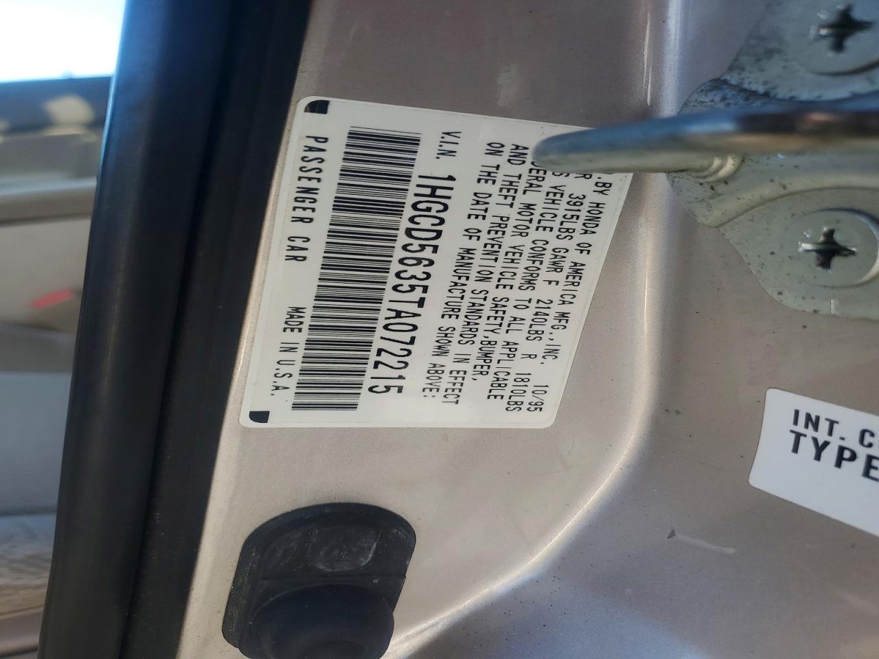 1996 HONDA ACCORD LX photo 23