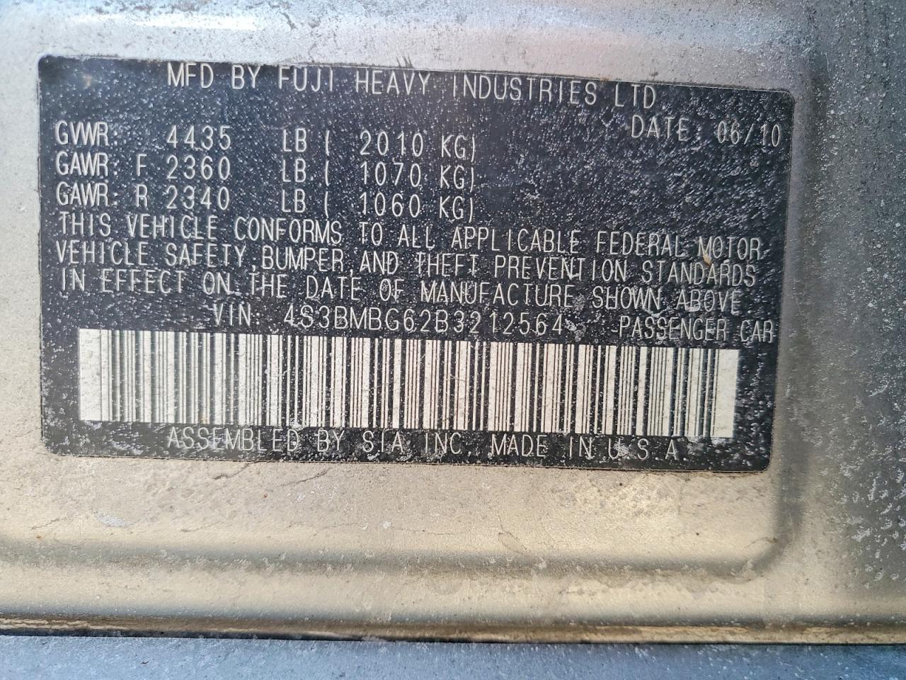 2011 SUBARU LEGACY 2.5I PREMIUM photo 37