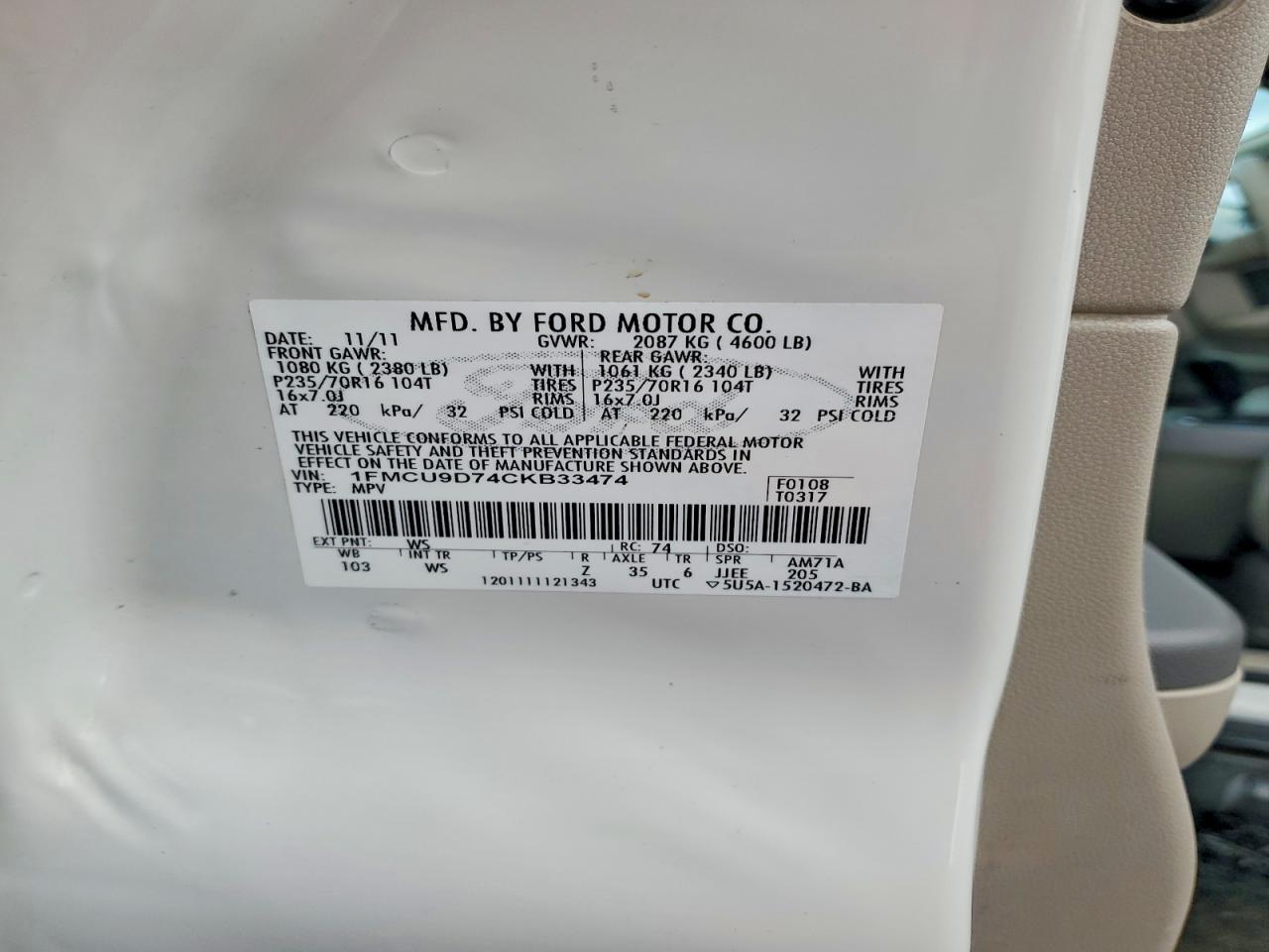 2012 FORD ESCAPE XLT photo 13