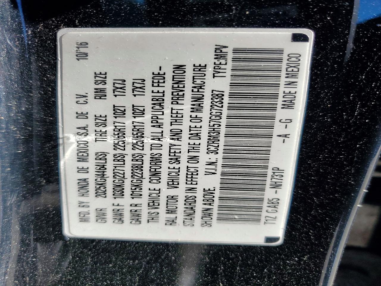 2016 HONDA CR-V EX photo 13