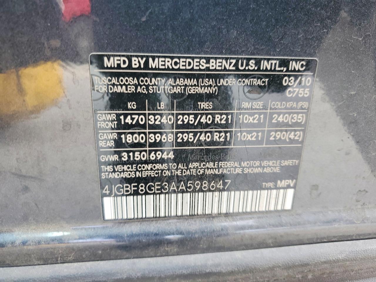 2010 MERCEDES-BENZ GL 550 4MATIC photo 13
